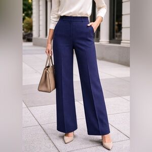 St. John Navy Crepe Wide-Leg Trousers | Made in USA | Size 10